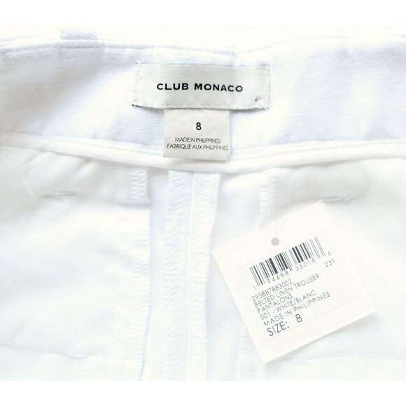 Club Monaco Belted Linen Blend Trouser 28" / Size 8 / White Work Career Pants - Picture 4 of 5